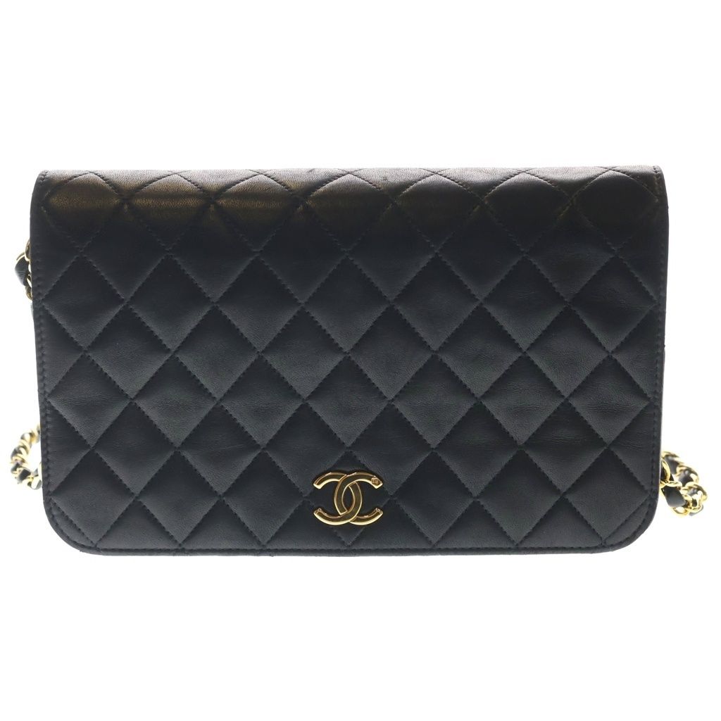 CHANEL (シャネル) マトラッセ W24 ショルダーバッグ チェーンバッグ ブラック ラムスキン ゴールド金具