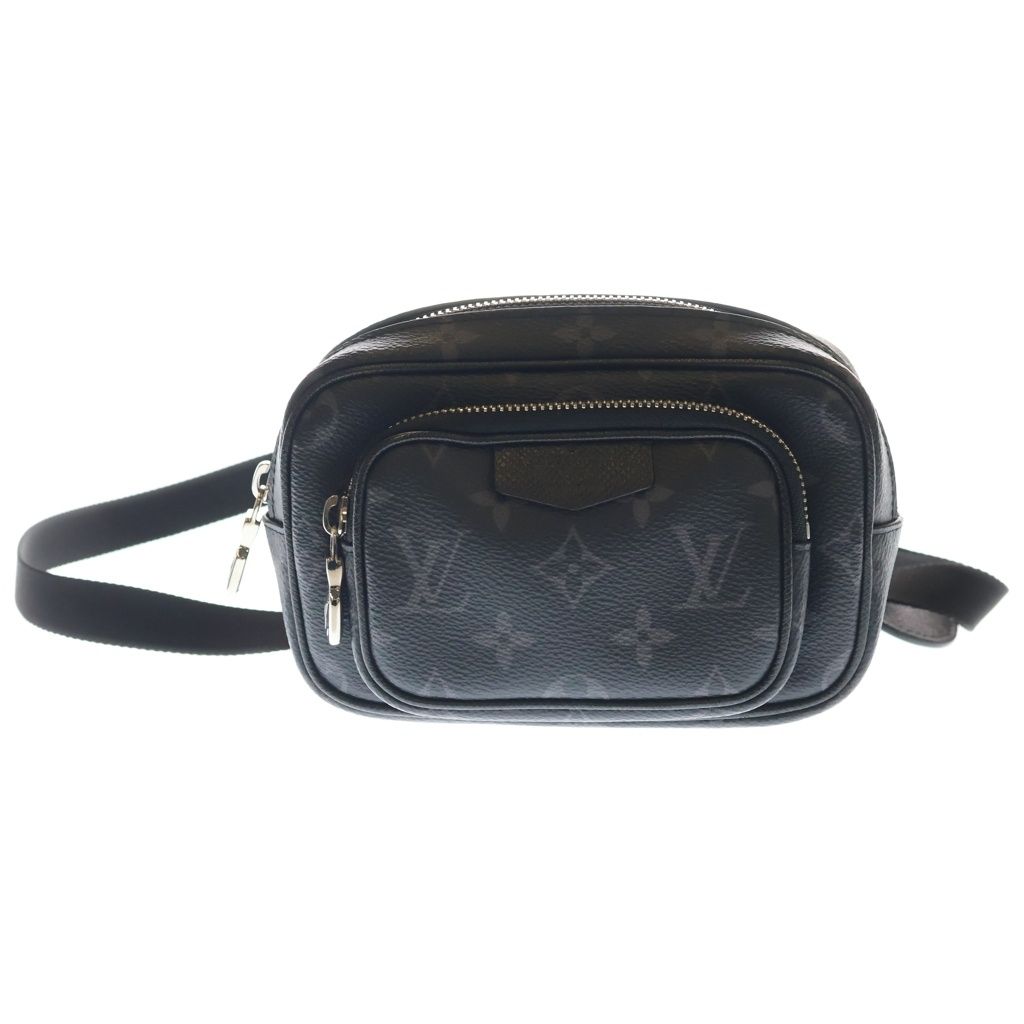 LOUIS VUITTON (ルイヴィトン) モノグラムエクリプス アウトドアポシェット ショルダーバッグ ミニバッグ ブラック レザー×PVC M30755 シルバー金具
