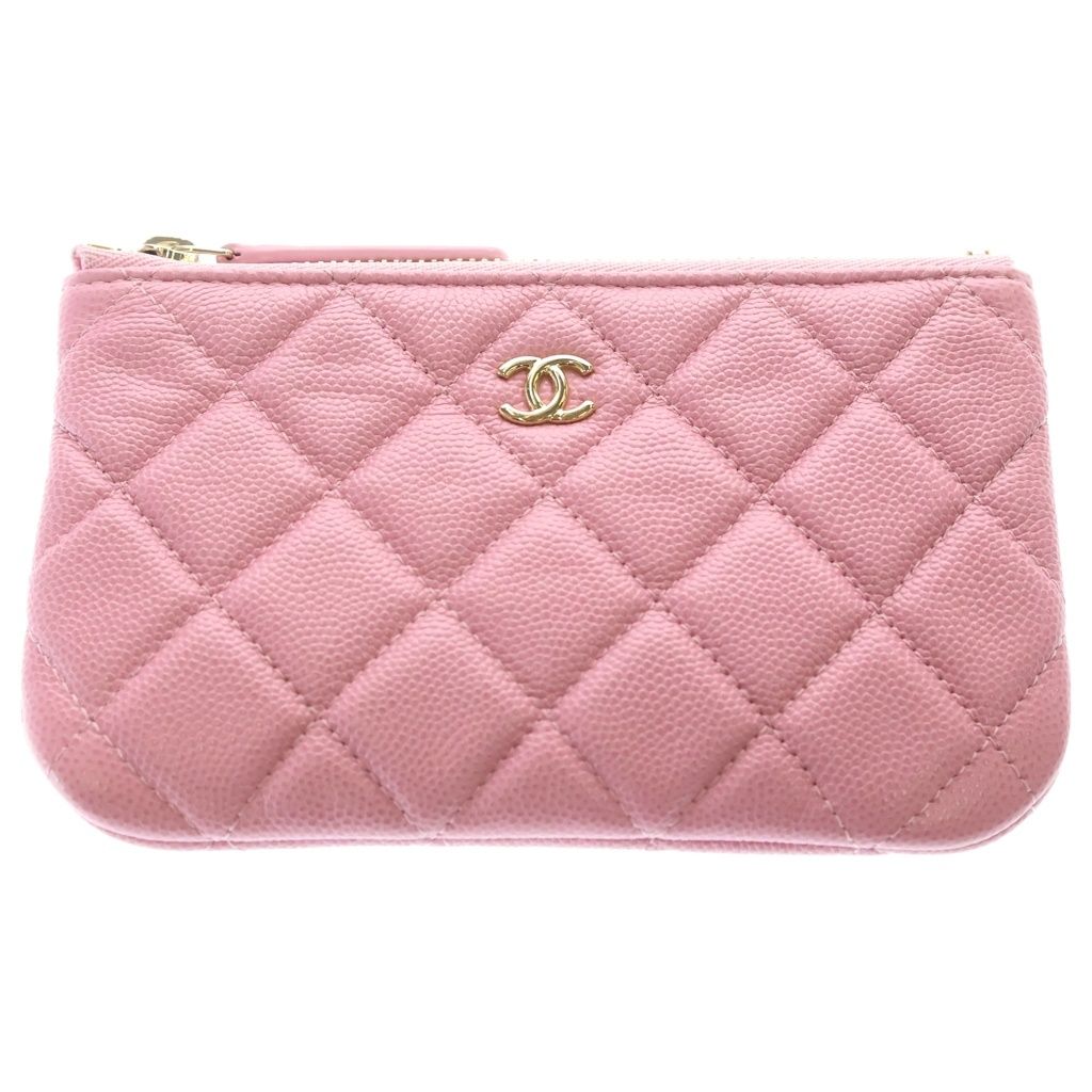 CHANEL (シャネル) マトラッセ クラシック ミニポーチ キャビアスキン ピンク