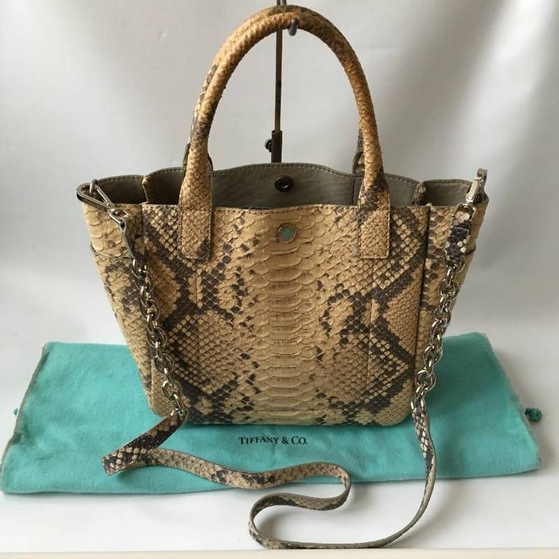 美品 Tiffany & Co(ティファニー) パイソン トート バッグ ショルダー