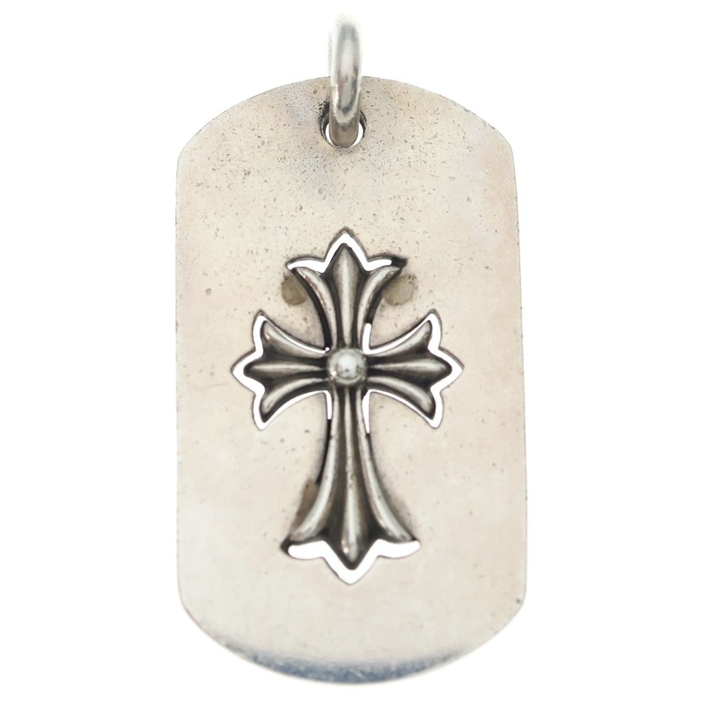 CHROME HEARTS (クロムハーツ) D TAG LRG TNY CRS カットアウトタイニーCHクロス ラージドッグタグ ネックレストップ シルバー BCA239