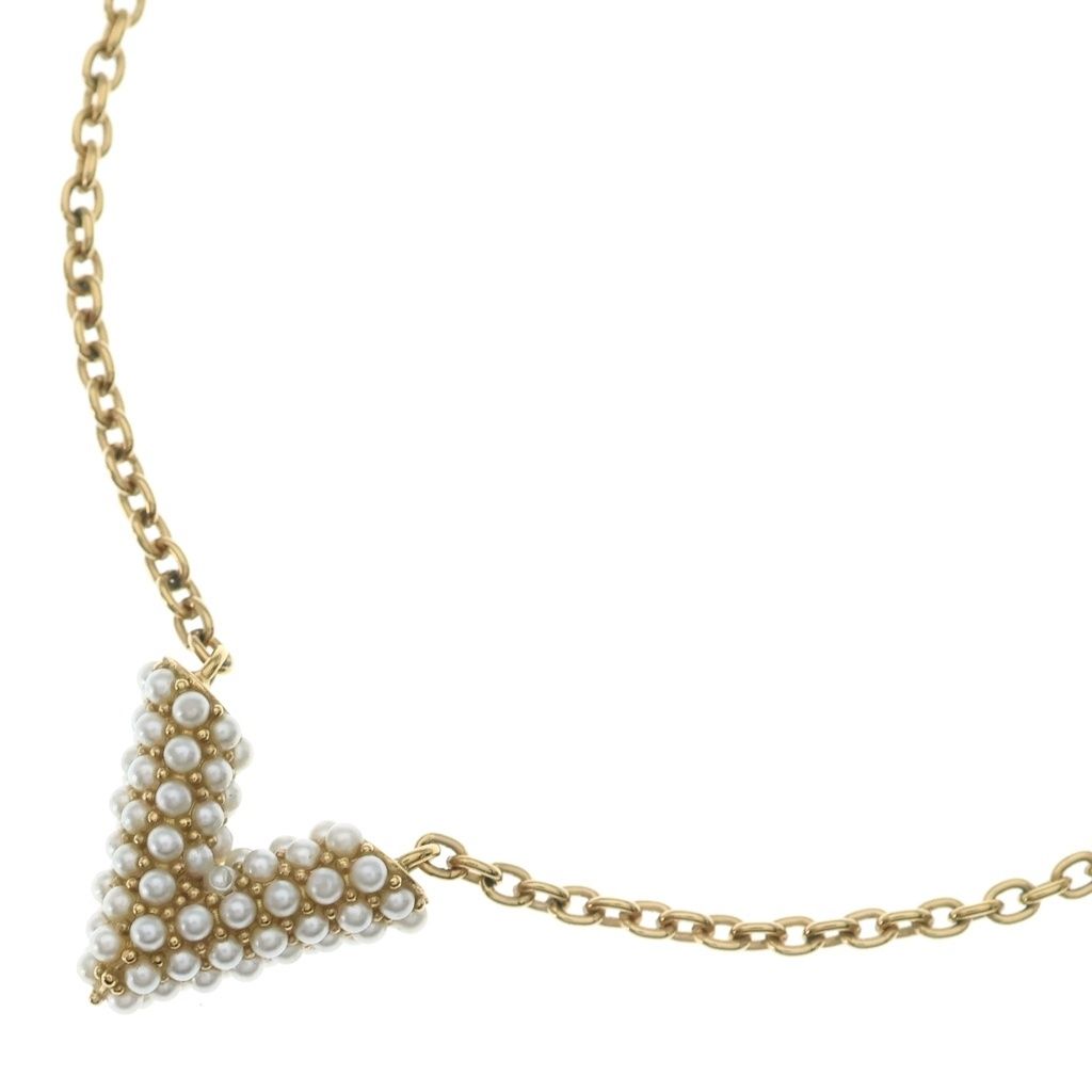 LOUIS VUITTON (ルイヴィトン) コリエ エセンシャルV ペルル パール ネックレス ペンダント チェーン ゴールド GP M68358