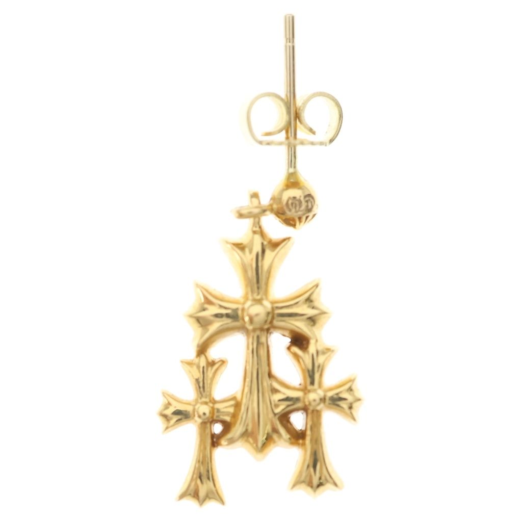 CHROME HEARTS (クロムハーツ) 22K 3 CH CROSS DROP トリプルCHクロス ピアス ゴールド