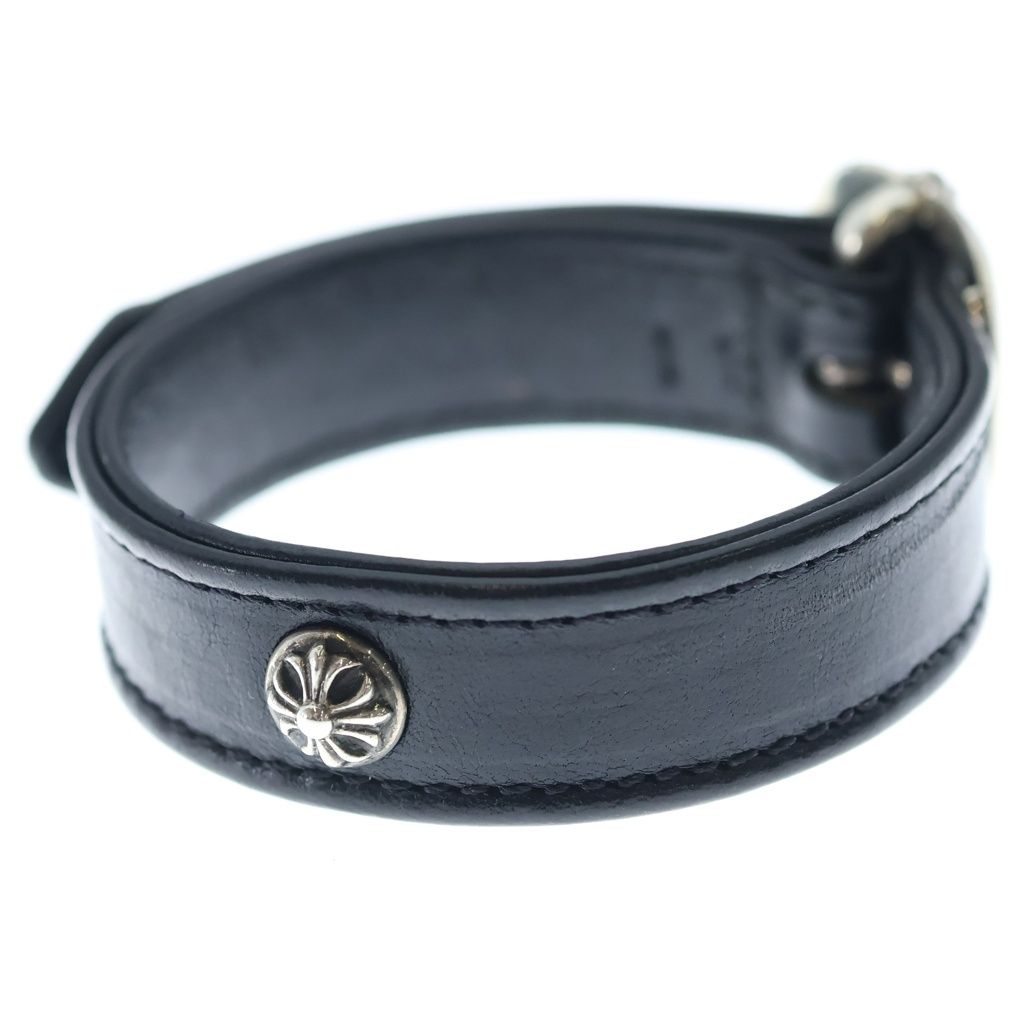 CHROME HEARTS (クロムハーツ) GUNSLINGER ガンスリンガー クロスボール レザーブレスレット ブラック/シルバー BCA146