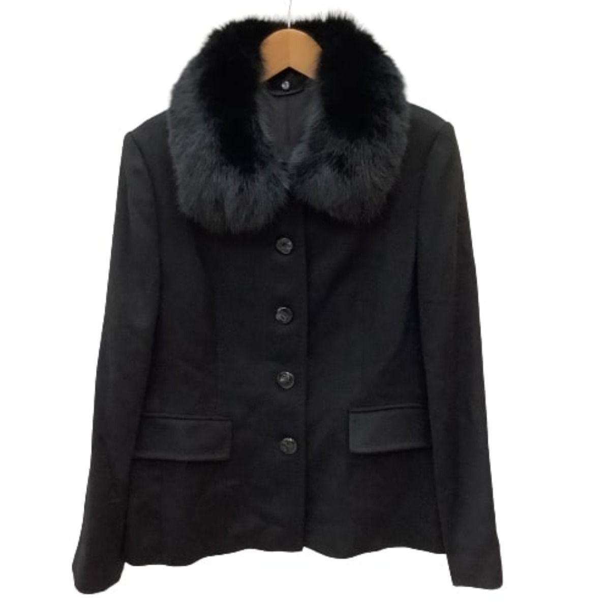 ♪♪ レディース ジャケット カシミヤ100% シルク100％ ブルーフォックス SIZE 13号 ブラック