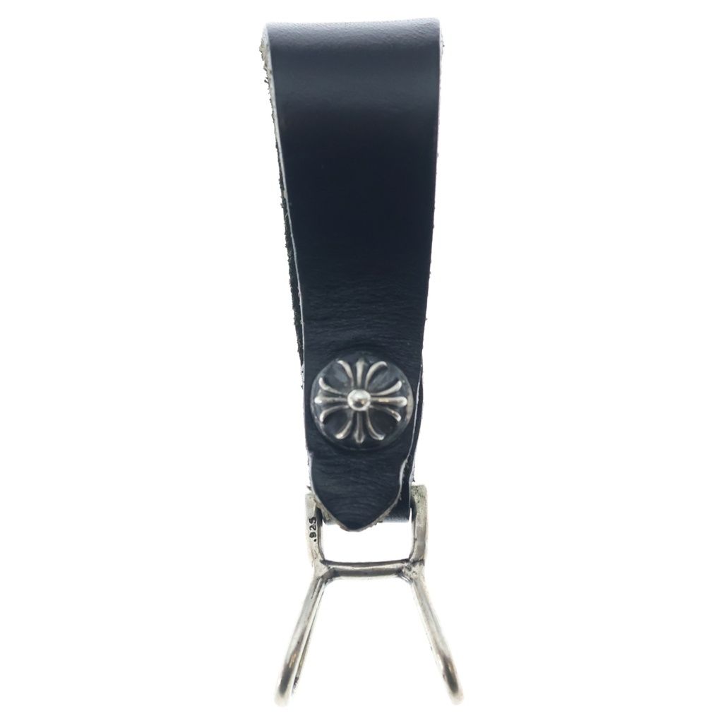 CHROME HEARTS (クロムハーツ) BELT LOOP クロスボールボタンレザーベルトループ シルバー/ブラック BCA397