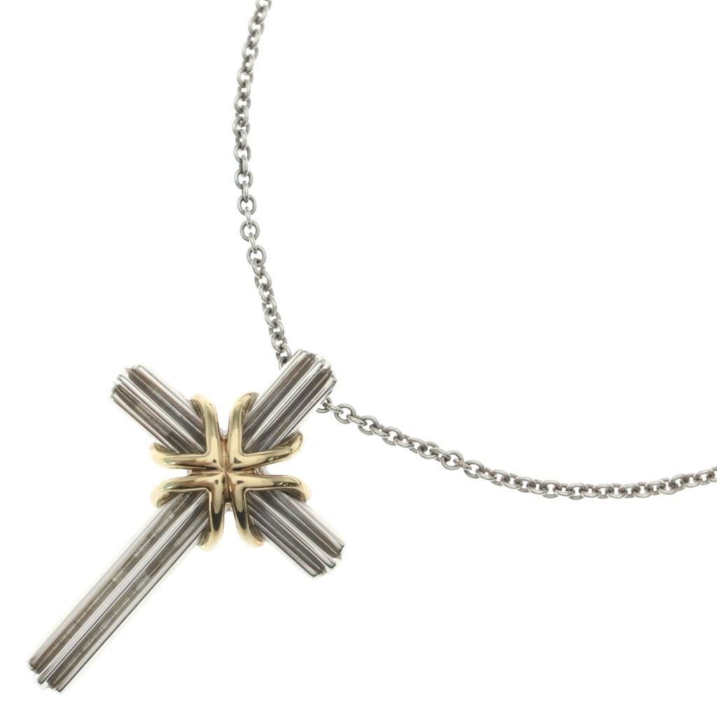 TIFFANY & Co. (ティファニー) シグネチャー クロスネックレス ペンダント ゴールド/シルバー Au750 Ag925
