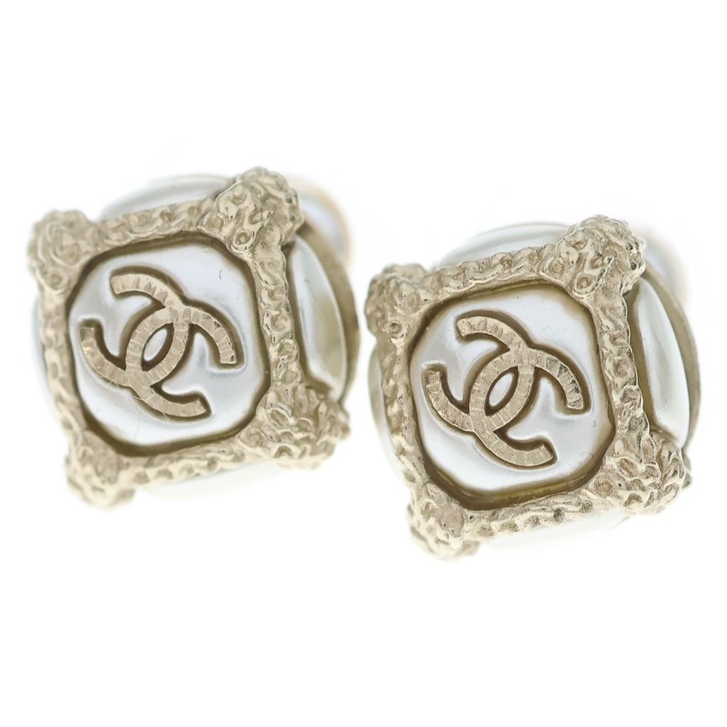 CHANEL (シャネル) ココマーク フェイクパール ピアス ホワイト