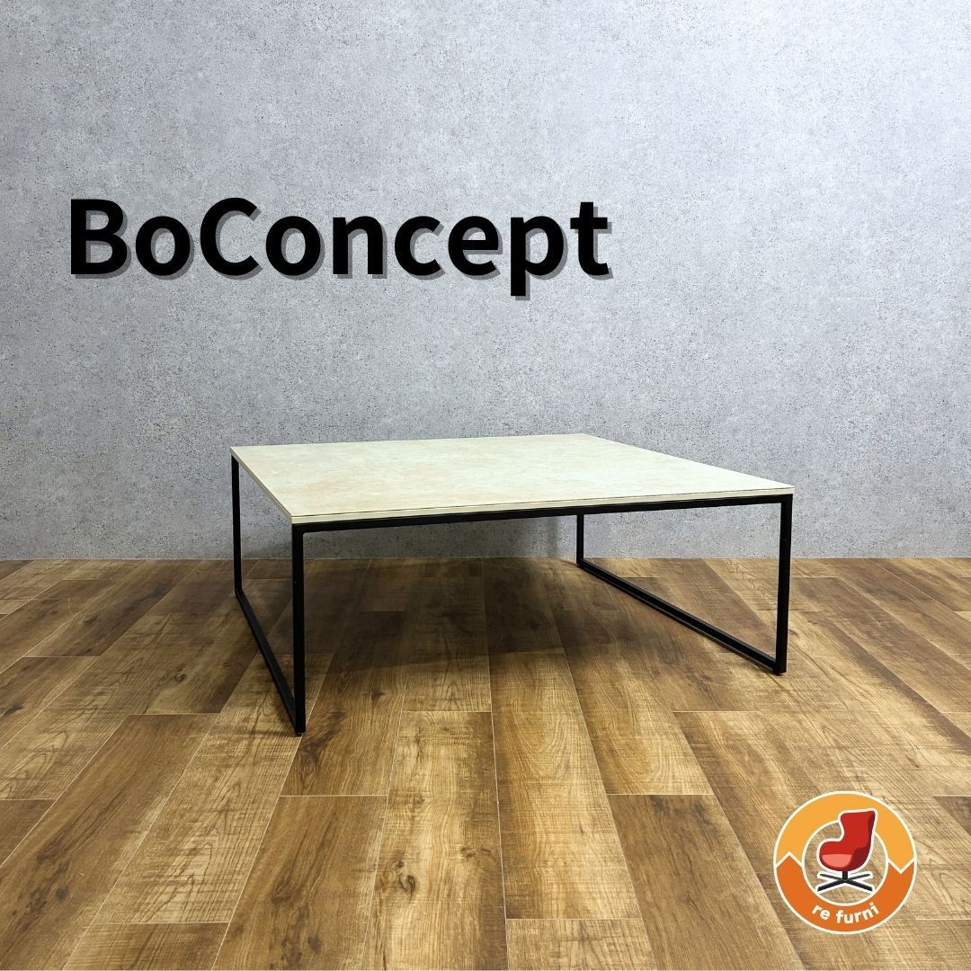 BoConcept Lugo Cofee Table ボーコンセプト ルーゴ コーヒーテーブル スクエア型 アッシュセラミック天板 ホワイト マットブラック脚 ローテーブル シンプル モダン