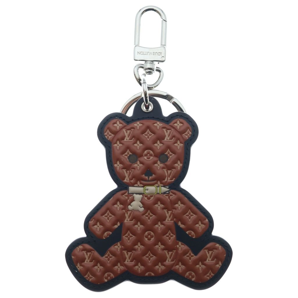 LOUIS VUITTON (ルイヴィトン) ポルト クレ・テディベア キーリング バッグチャーム キーホルダー ブラウン M00342 シルバー金具