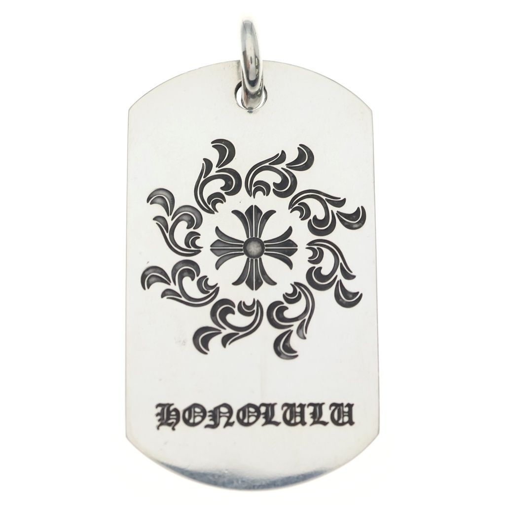 CHROME HEARTS (クロムハーツ) D TAG LRG LTD ホノルル限定 ラージドッグタグ ネックレストップ シルバー