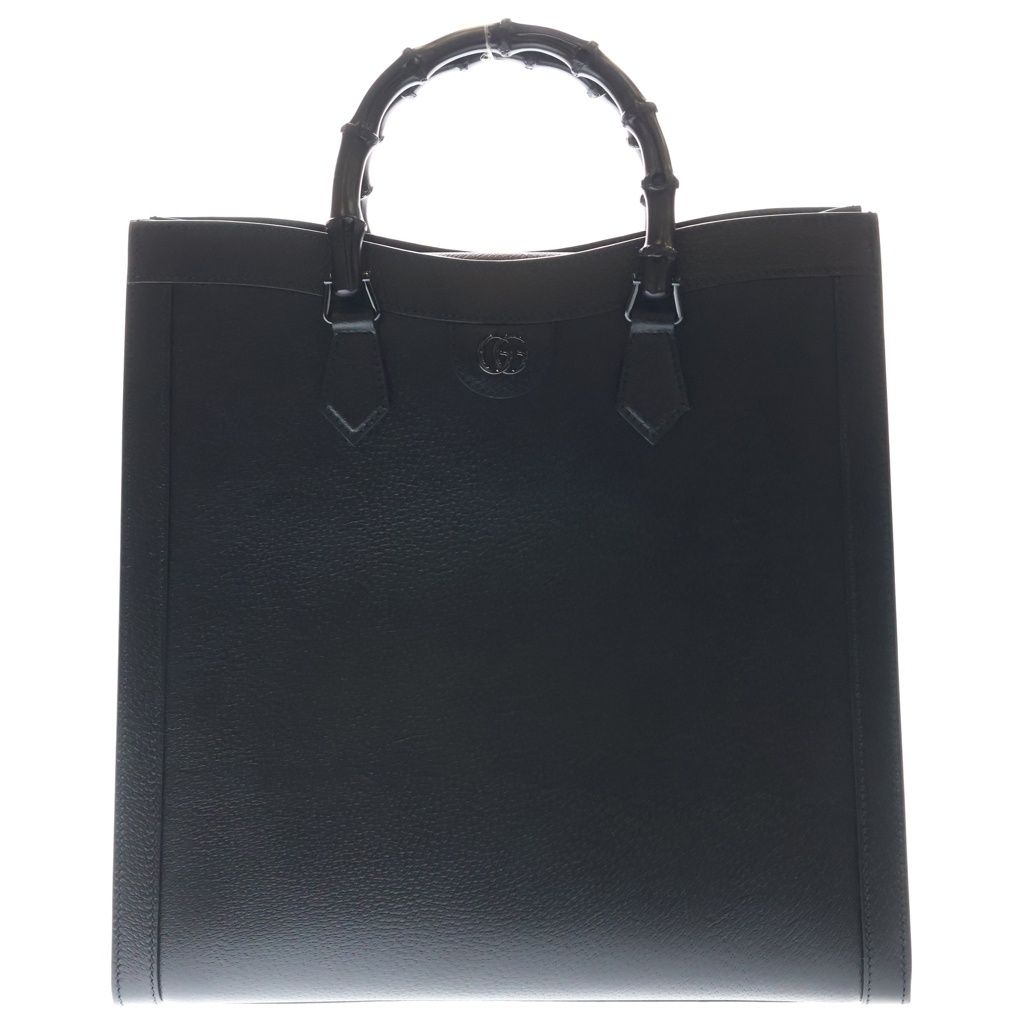 GUCCI (グッチ) バンブー ダイアナ ラージ ハンドバッグ トートバッグ ショルダーバッグ ブラック レザー 703218 ブラック金具