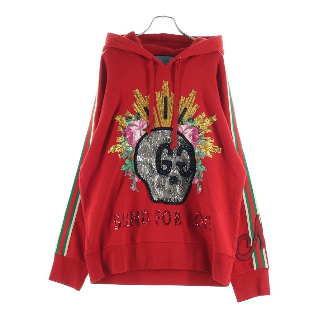GUCCI (グッチ) ゴースト スワロフスキー パーカー フーディ 556839 X957B レッド