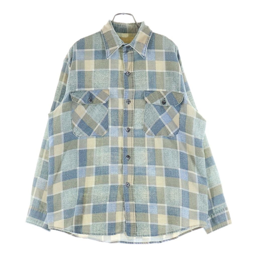VINTAGE (ヴィンテージ) 70S VINTAGE SEARS ヴィンテージ シアーズ ブロックチェック 長袖シャツ ブラウン/ブルー