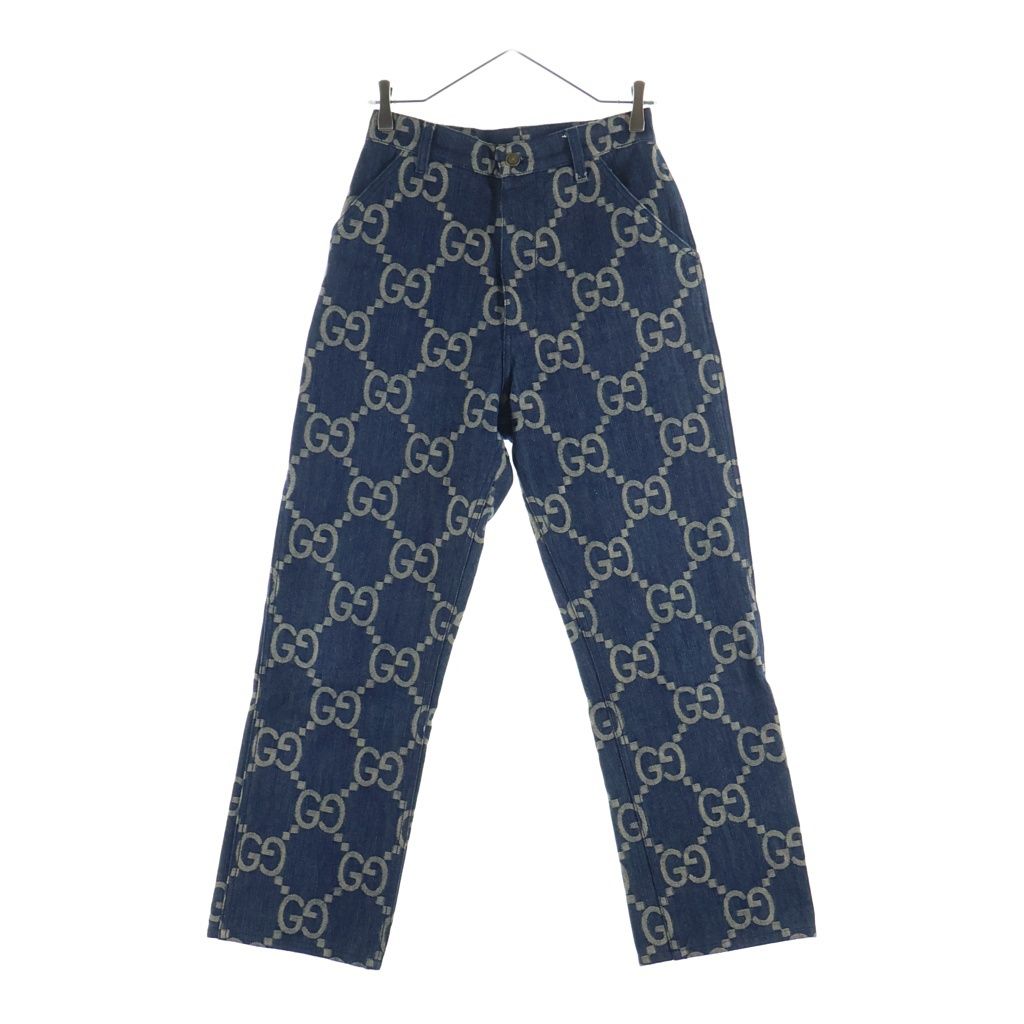 GUCCI (グッチ) 22SS Pineapple Pants パイナップルパンツ 総柄デニムパンツ インディゴ 674340 XDBTY