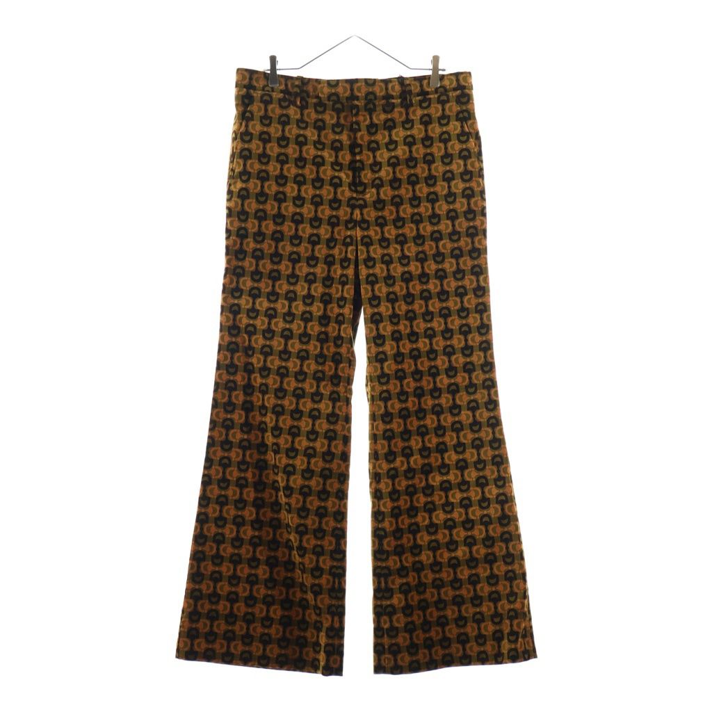 GUCCI (グッチ) 100周年 総柄ベロアフレアパンツ ブラウン 676621
