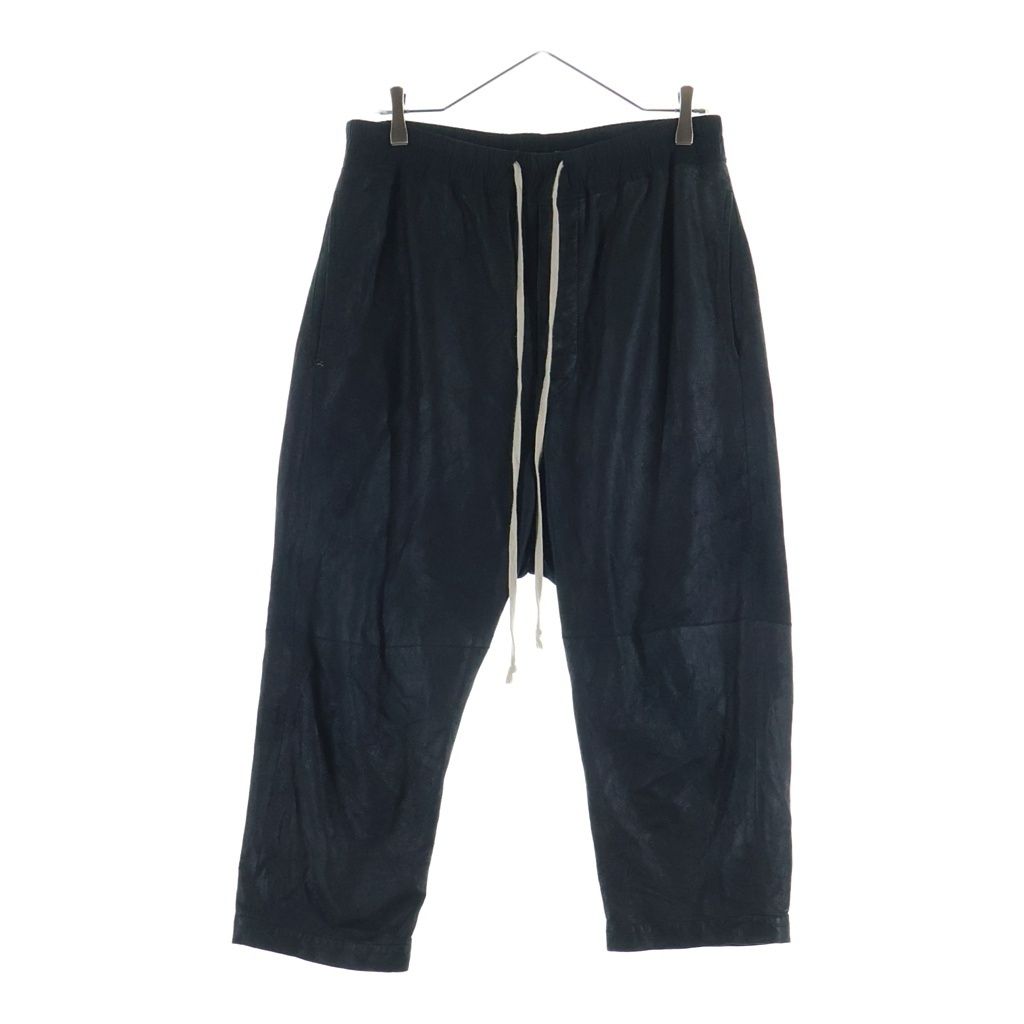 Rick Owens (リックオウエンス) 18AW Drawstring Cropped Leather Pants ドローストーリングクロップドレザーパンツ RU18F1395-LBG ブラック