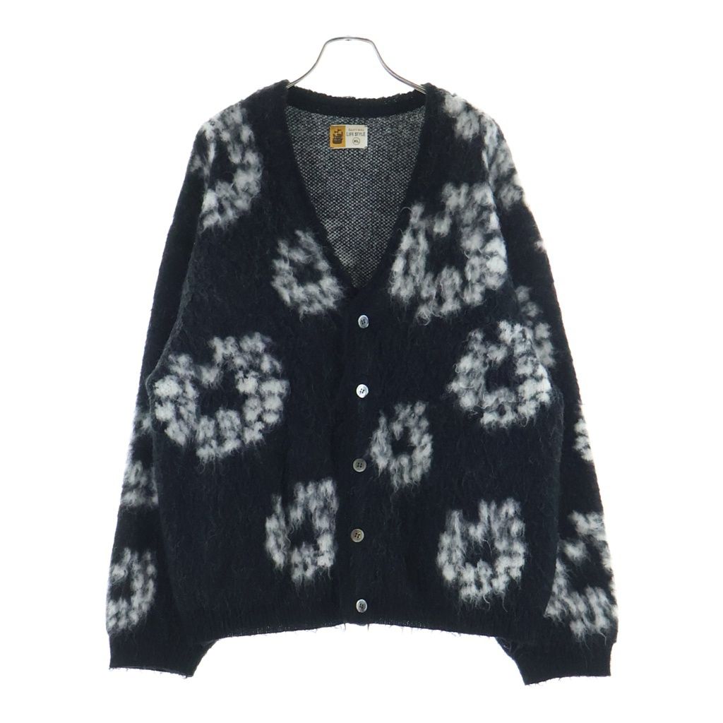 SAINT MICHAEL (セントマイケル) 24AW ×DENIM TEARS DT MH CARDIGAN デニムティアーズ フラワーデザイン ボタンアップ ウール ニットカーディガン ブラック SM-YS1-0000-C50