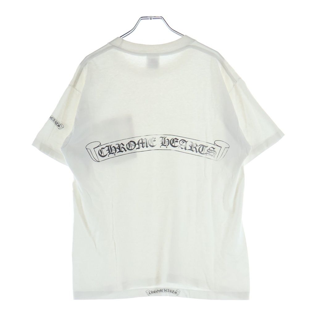 CHROME HEARTS (クロムハーツ) OLD CH T-SHIRT スクロールラベルプリント クルーネック ポケット anvil タグ 半袖Tシャツカットソー ホワイト