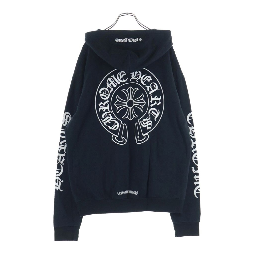 CHROME HEARTS (クロムハーツ) SWTSHRT HD ZIP CHプラス総柄 バックホースプリントジップパーカー フーディー ブラック