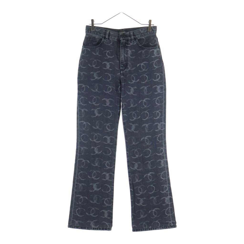 CHANEL (シャネル) 23SS ココマークスパンコールデザインデニムパンツ ブラック P75555V67155 レディース