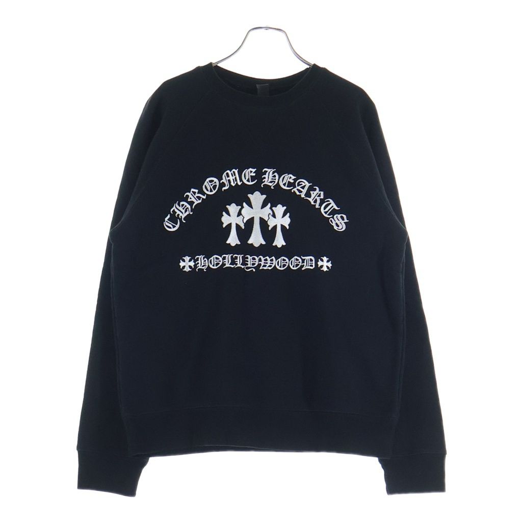 CHROME HEARTS (クロムハーツ) U SAILIN ON CREW セメタリークロスエンブロイダリー クルーネックスウェットシャツ トレーナー ブラック