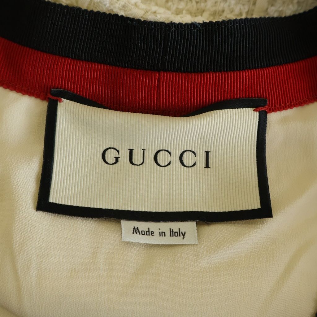 GUCCI (グッチ) GGボタン ウェブライン Vネック ツイード ロング