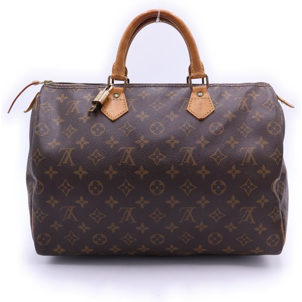 LOUIS VUITTON (ルイヴィトン) モノグラム スピーディ35 ハンドバッグ ボストンバッグ ブラウン レザー×PVC M41524 ゴールド金具