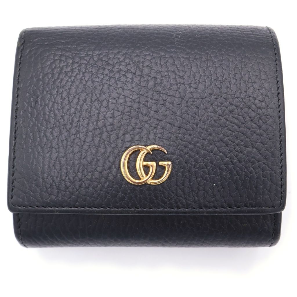 GUCCI (グッチ) GGマーモント 二つ折り財布 黒 レザー 598587 218400 箱