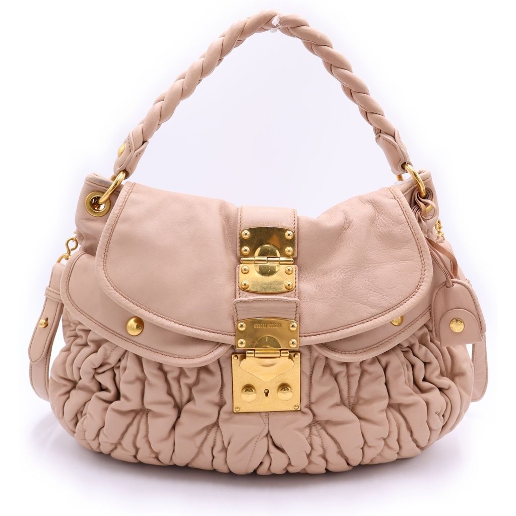 miumiu (ミュウミュウ) マテラッセ 2wayハンドバッグ ベージュ系 GD