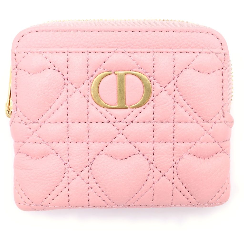 Christian Dior (クリスチャンディオール) コインケース カナージュハート カードケース フラグメントケース ピンク レザー ゴールド金具