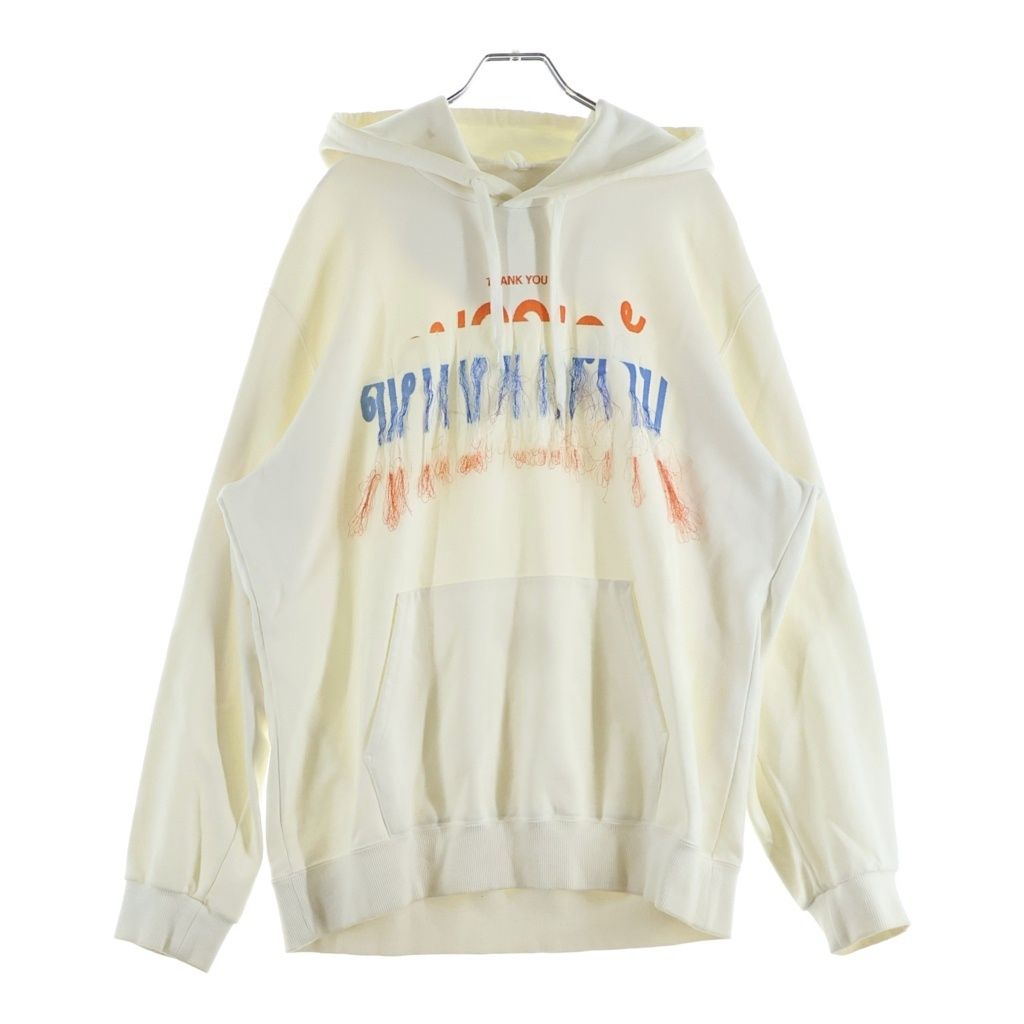 doublet (ダブレット) 20AW THANK YOU FRINGE EMBROIDERY HOODIE 20AW35CS165 フリンジデザイン プルオーバーフーディーパーカー ホワイト