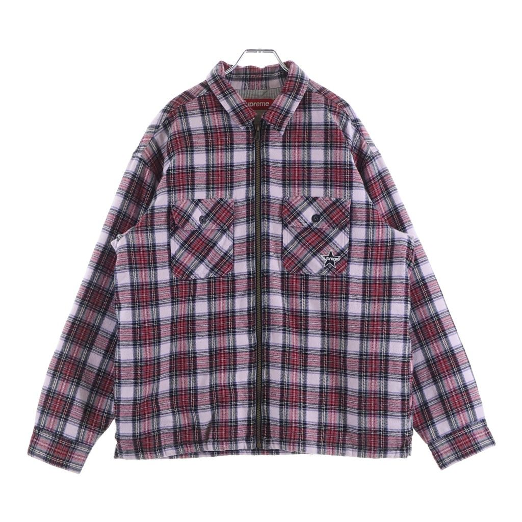 SUPREME (シュプリーム) 25AW Thermal Lined Zip Up Flannel Shirt サーマル ジップアップフランネルシャツ 長袖シャツ ピンク