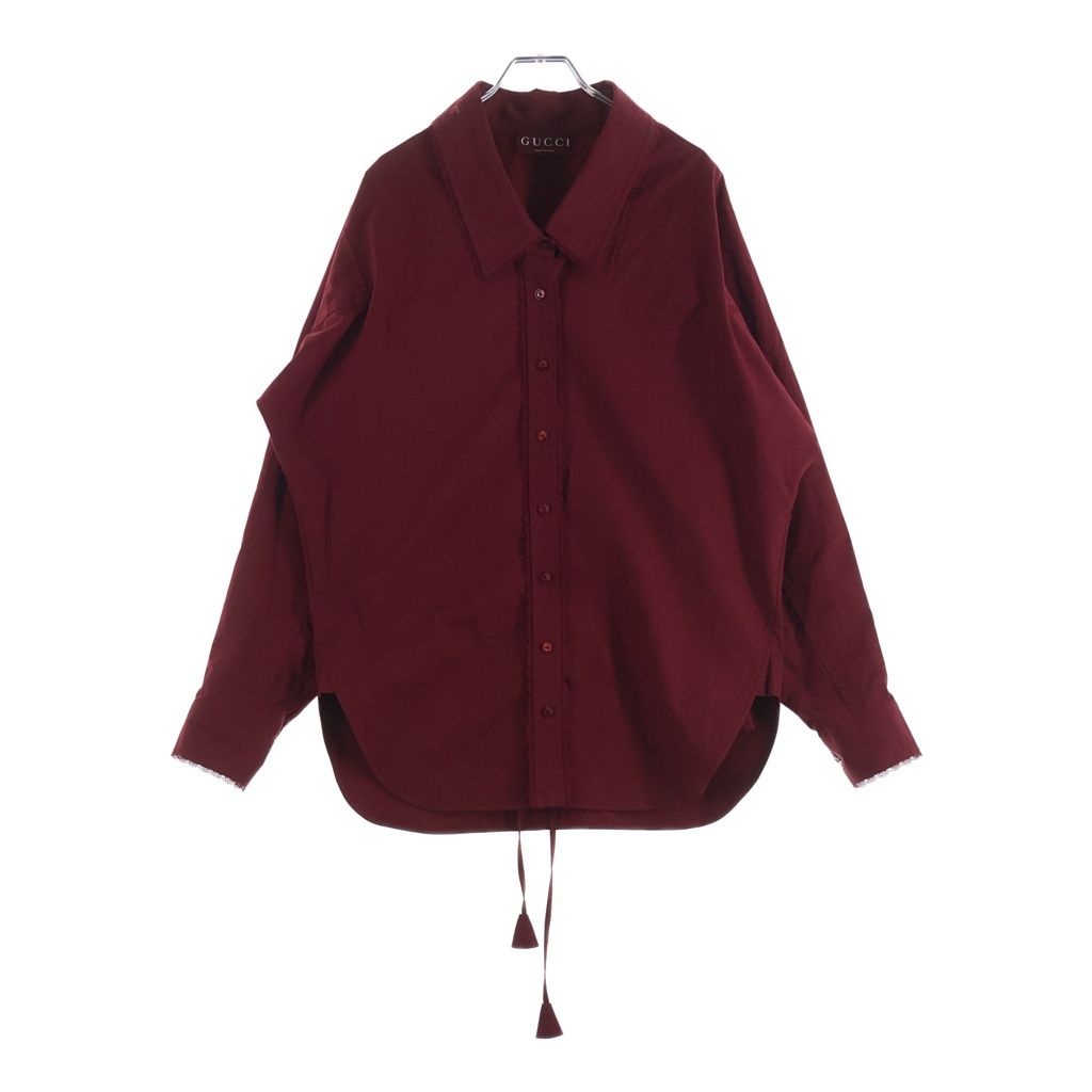 GUCCI (グッチ) 25SS COTTON SHIRTS BLOUSE コットン 長袖シャツ ブラウス レディース レッド 830353 Z7ADR