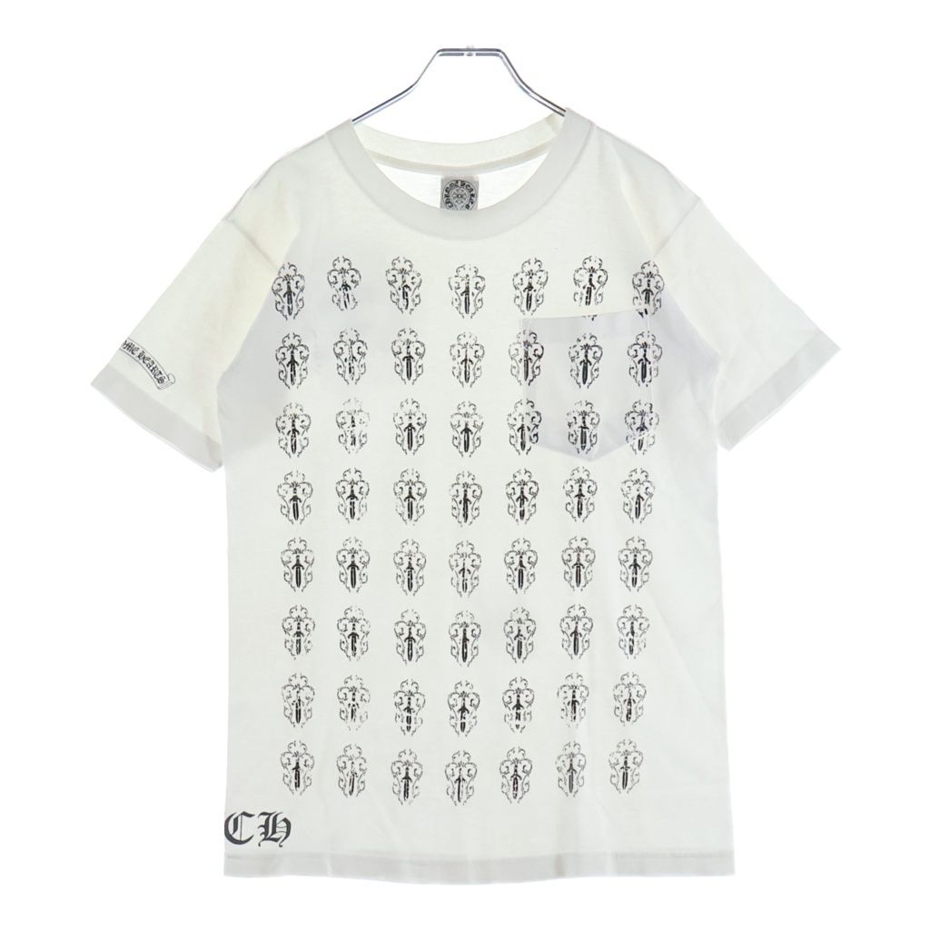 CHROME HEARTS (クロムハーツ) OLD ヴァインダガープリント 半袖Tシャツ ホワイト/ブラック