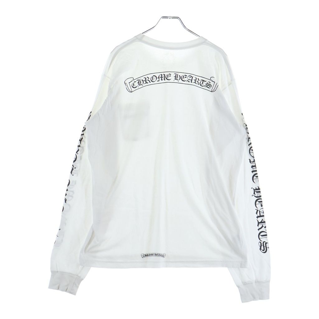CHROME HEARTS (クロムハーツ) SCROLL LOGO L/S TEE スクロールロゴ ロングスリーブ長袖カットソー ホワイト