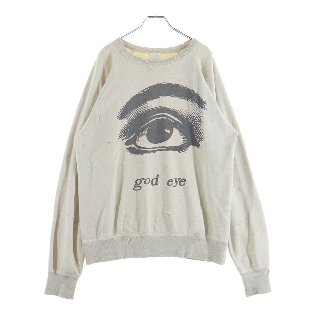 SAINT MICHAEL (セントマイケル) 21SS RAGLAN SWEAT GOD EYE ラグラン ゴッドアイフロントプリント スウェットトレーナー ホワイト SM-S21-0000-021