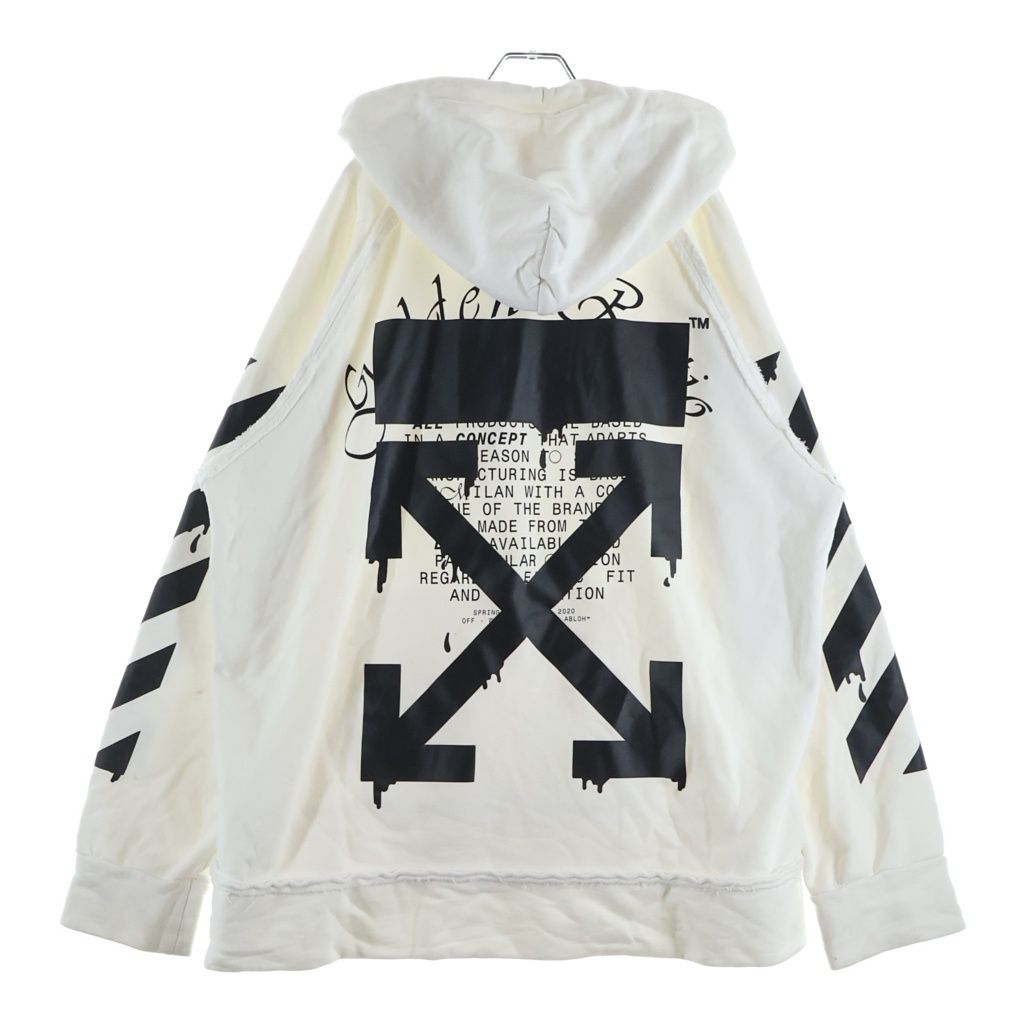 OFF-WHITE (オフホワイト) 20SS Dripping Arrows Incomp Hoodie OMBB057R20E30005 ドリッピング アローズ インコンプリート プルオーバーパーカー フーディー ホワイト OMBB057R20E30005
