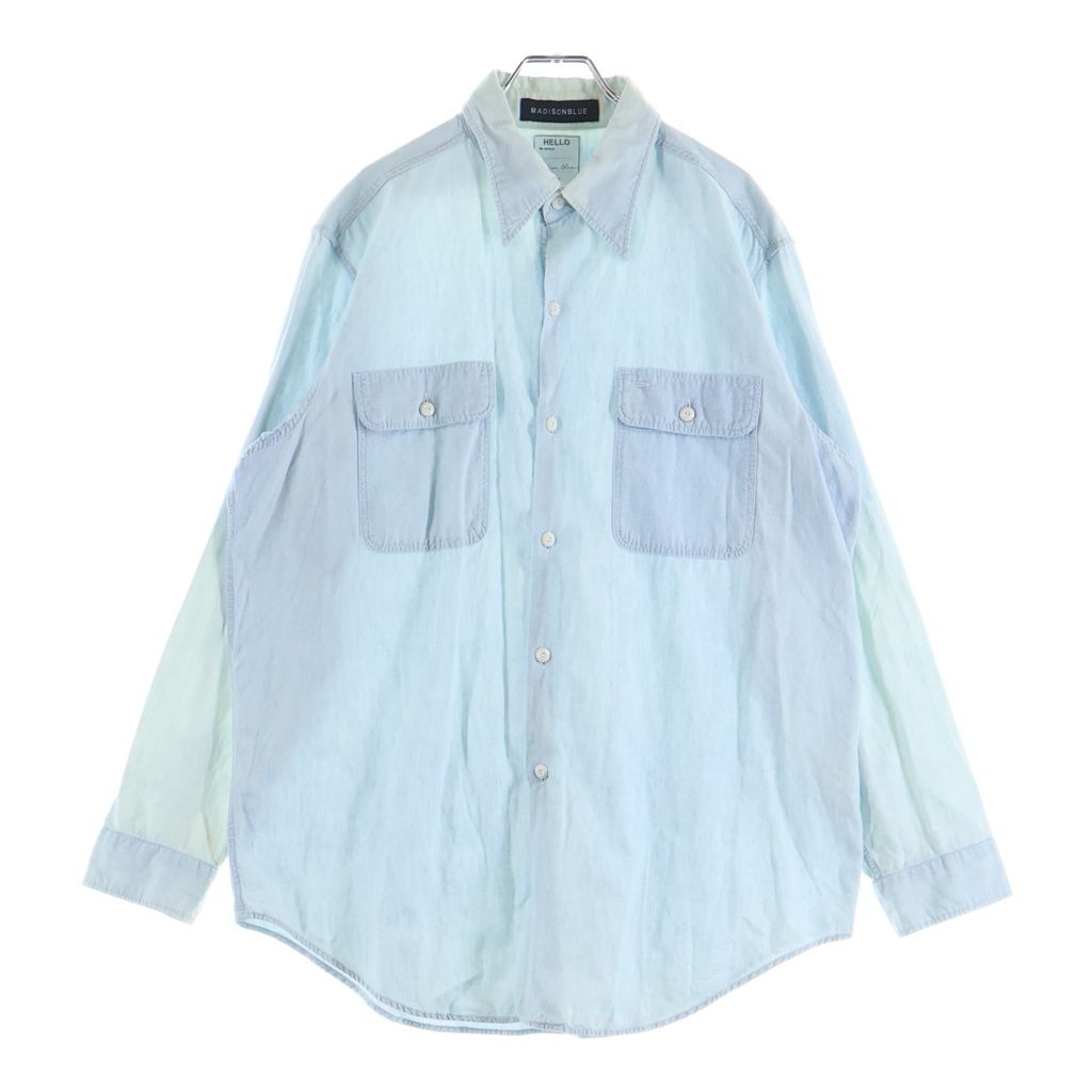 【マディソンブルー】長袖コットンシャツ☆パステルブルー☆ダメージ加工☆人気☆00 MADISONBLUE (マディソンブルー) シャンブレー長袖シャツ コットン