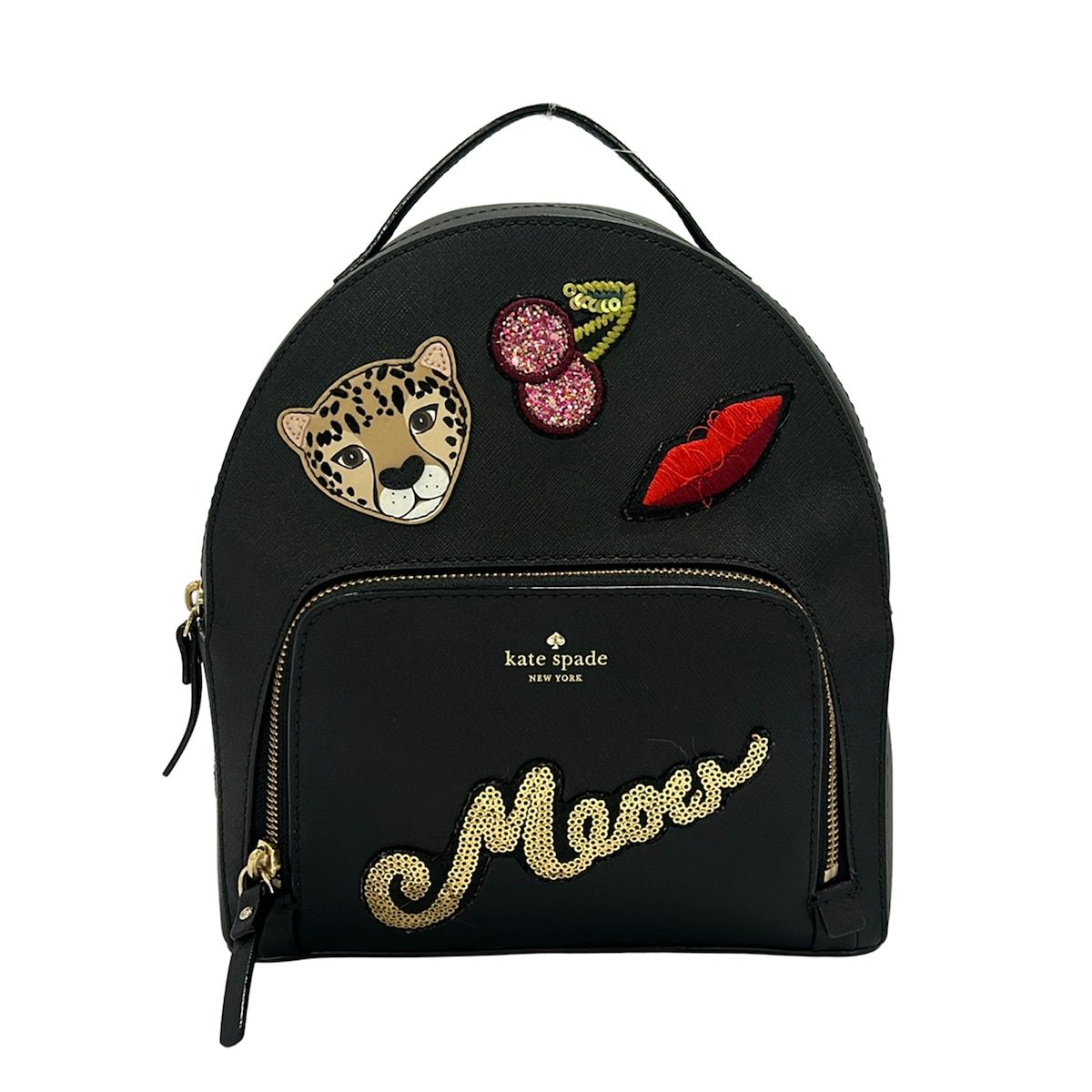 Kate spade(ケイトスペード) リュックサック - WKRU5375 黒×ゴールド×マルチ スパンコール/ラメ/刺繍 レザー