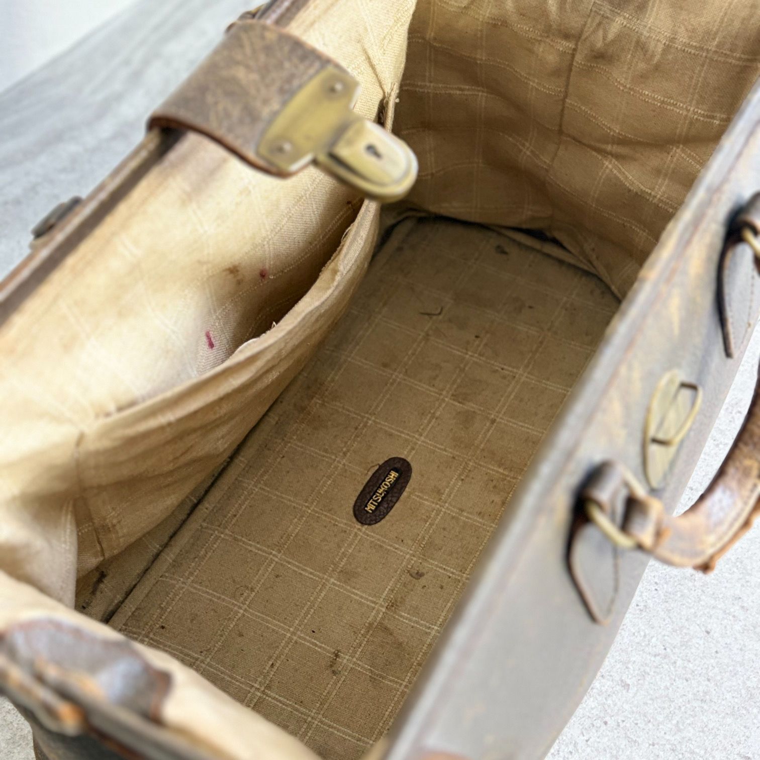 ヴィンテージ ドクターバッグ レザー 本革 鍵金具 1930～50年代の