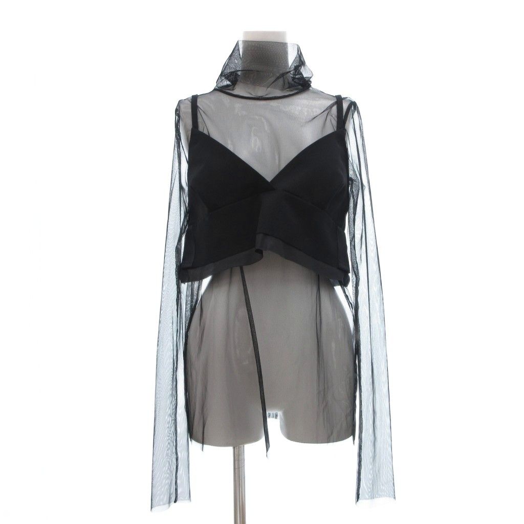 サカイ sacai セットアップ キャミ ブラウス シアーシャツ 長袖 タートルネック ブラック /SX ■GY