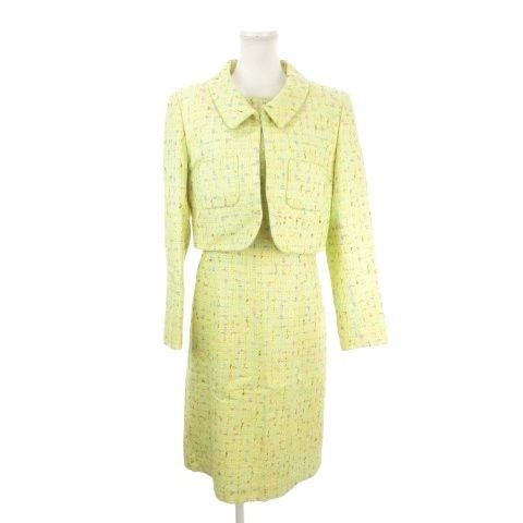 クレージュ courreges スーツ セットアップ ジャケット ワンピース ツイード 9AR 黄 イエロー EFNAD-41790 /MN2 ■GY50