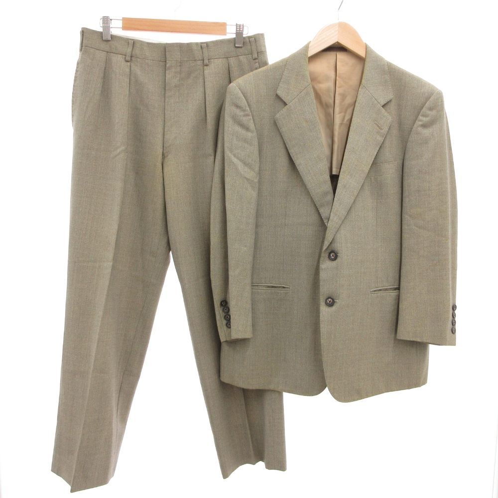 バーバリー BURBERRY ヴィンテージ パンツスーツ セットアップ テーラードジャケット スラックスパンツ アンクル丈 シングルボタン ベージュ ウール /SD ■GY50