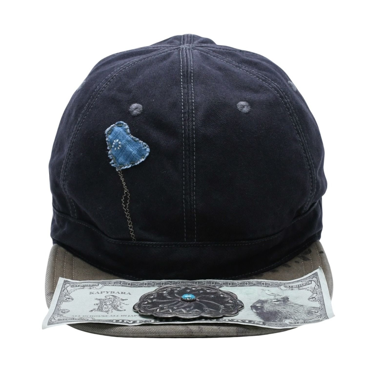 新品未使用 KAPITAL キャピタル CHINO BRIMFIELD CAP チノ ブリムフィールド キャップ K2509XH514 ONE SIZE カーキ ブラック 中古 4a004428