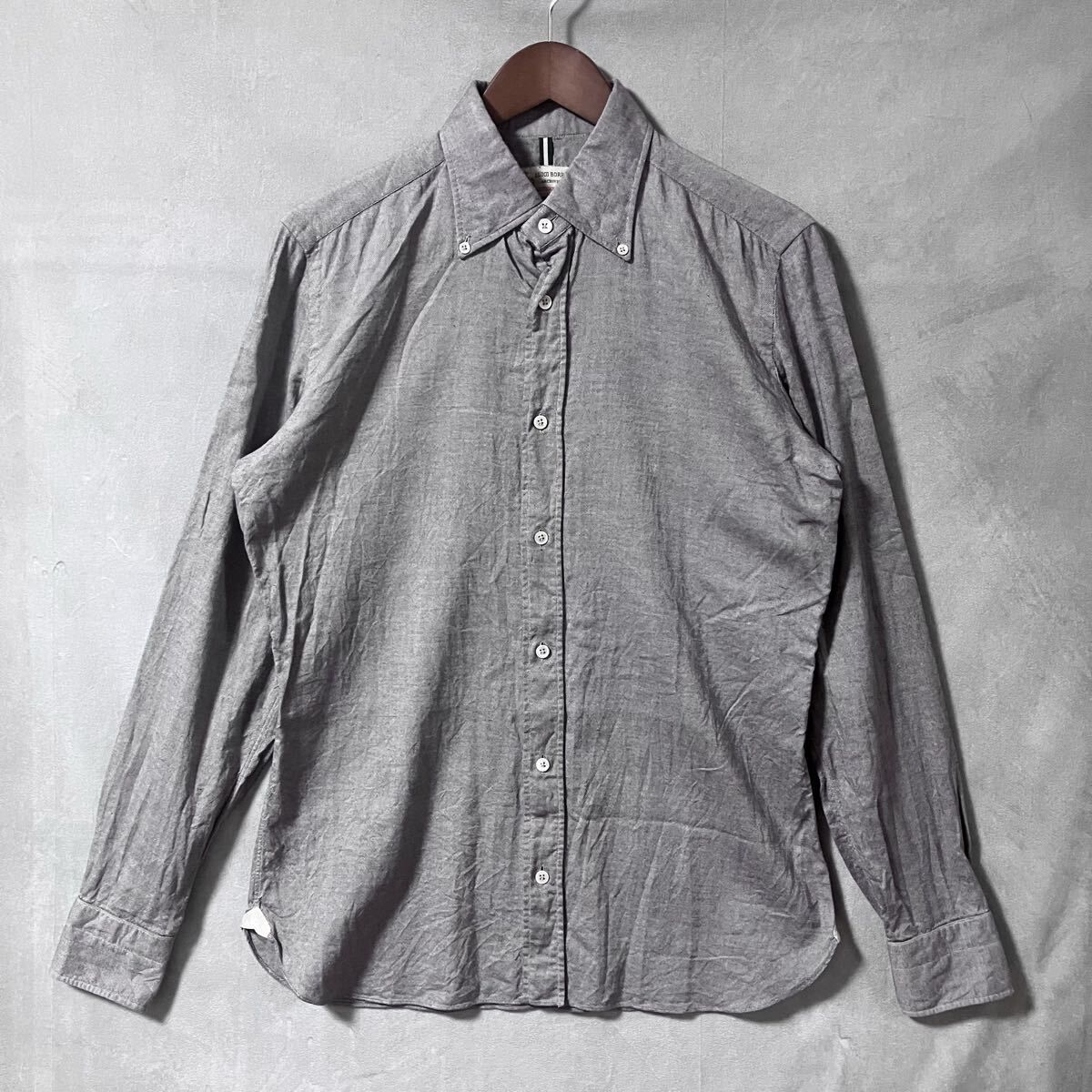 LUIGI BORRELLI ルイジボレッリ BeamsF 別注 ROYAL OXFORD B.D 中村BD オックスフォード ボタンダウン シャツ size.M グレー イタリア製