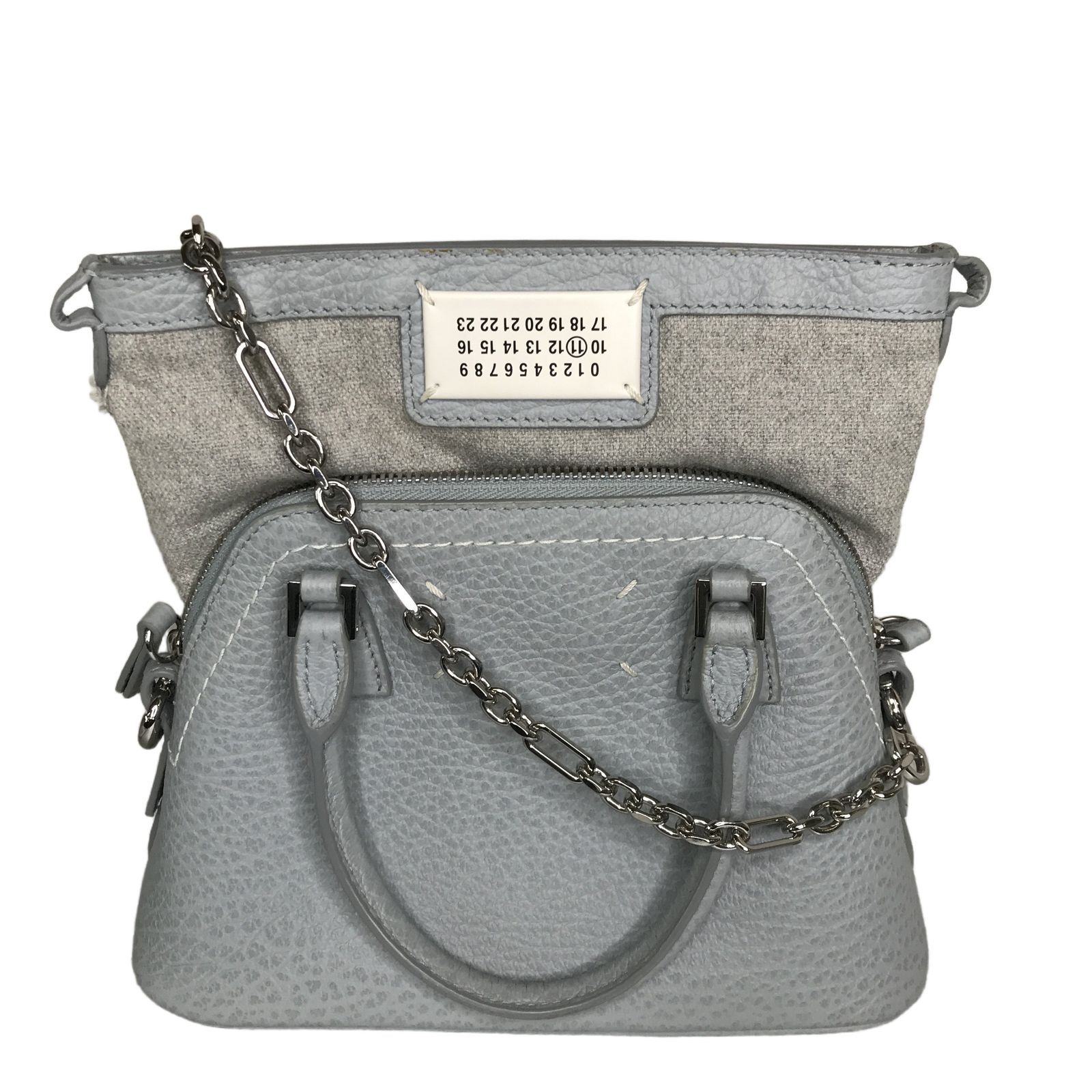 Maison Margiela マルジェラ 5AC マイクロショルダーバッグ S56WG0081 カーフ×キャンバス ペールブルー レディース 中古 良好 T11253027