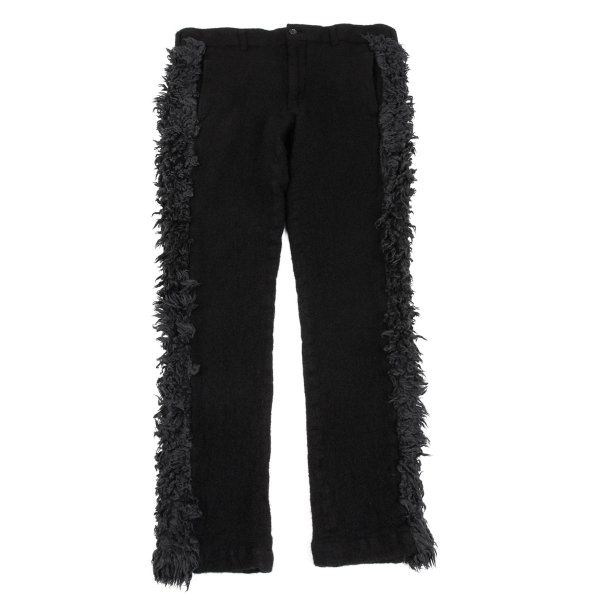 コムデギャルソン オムプリュスCOMME des GARCONS HOMME PLUS サイドファー切替縮絨ウールパンツ 黒M