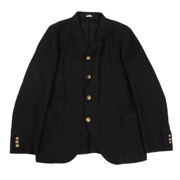 コムデギャルソン オムプリュスCOMME des GARCONS HOMME PLUS 製品染めリネンメタルボタンジャケット 黒M
