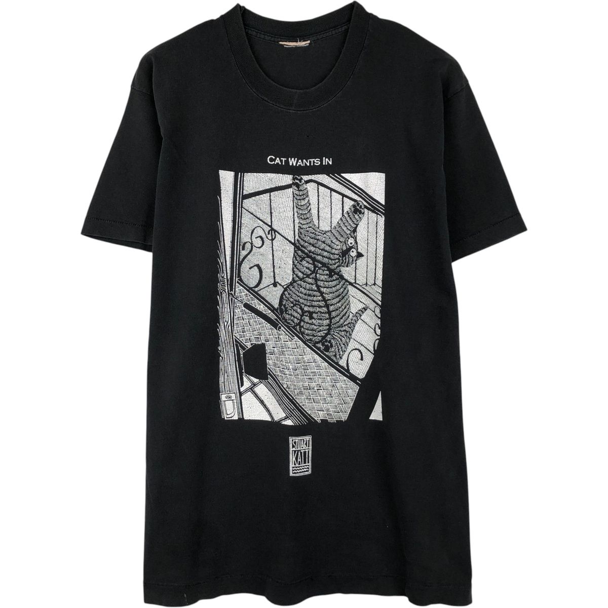 古着 STUART KATT スチュアートカット ネコ柄 アートTシャツ メンズM相当 ヴィンテージ/eaa649694